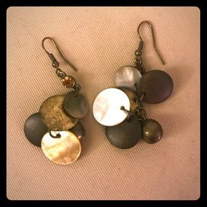 Brown, hanging earrings..